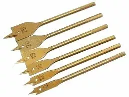 6pc Flat metric spade wood drill bit set 10mm-25mm titanium coated drills